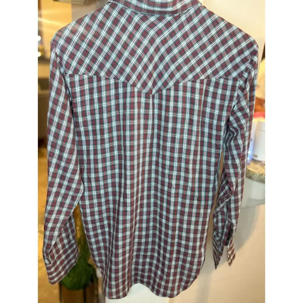 Bud Berma Men's Westerner Vintage 70's Pearl Snap Long Sleep Plaid Shirt Size M